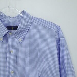 Polo Ralph Lauren Shirt Mens 2XLT Blue Gingham Long Sleeve Button Down Big  Tall